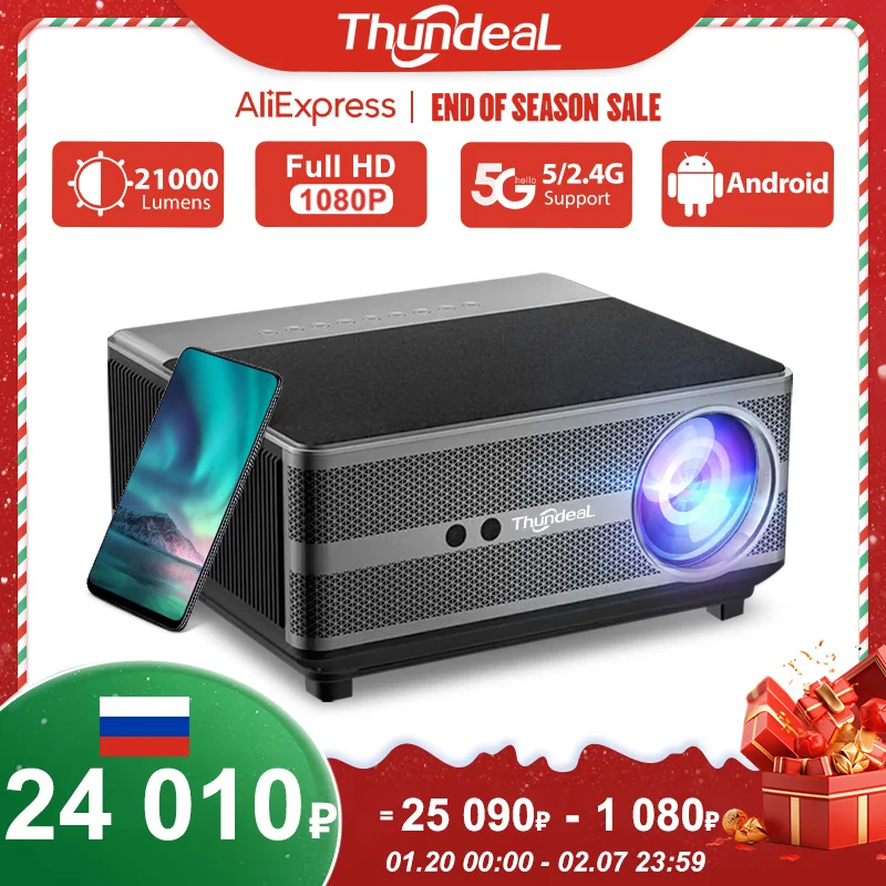 ThundeaL Full HD 1080P Projector TD98 WiFi LED 2K 4K Video Movie Beam TD98W Android Projector PK DLP Home Theater Cinema Beamer