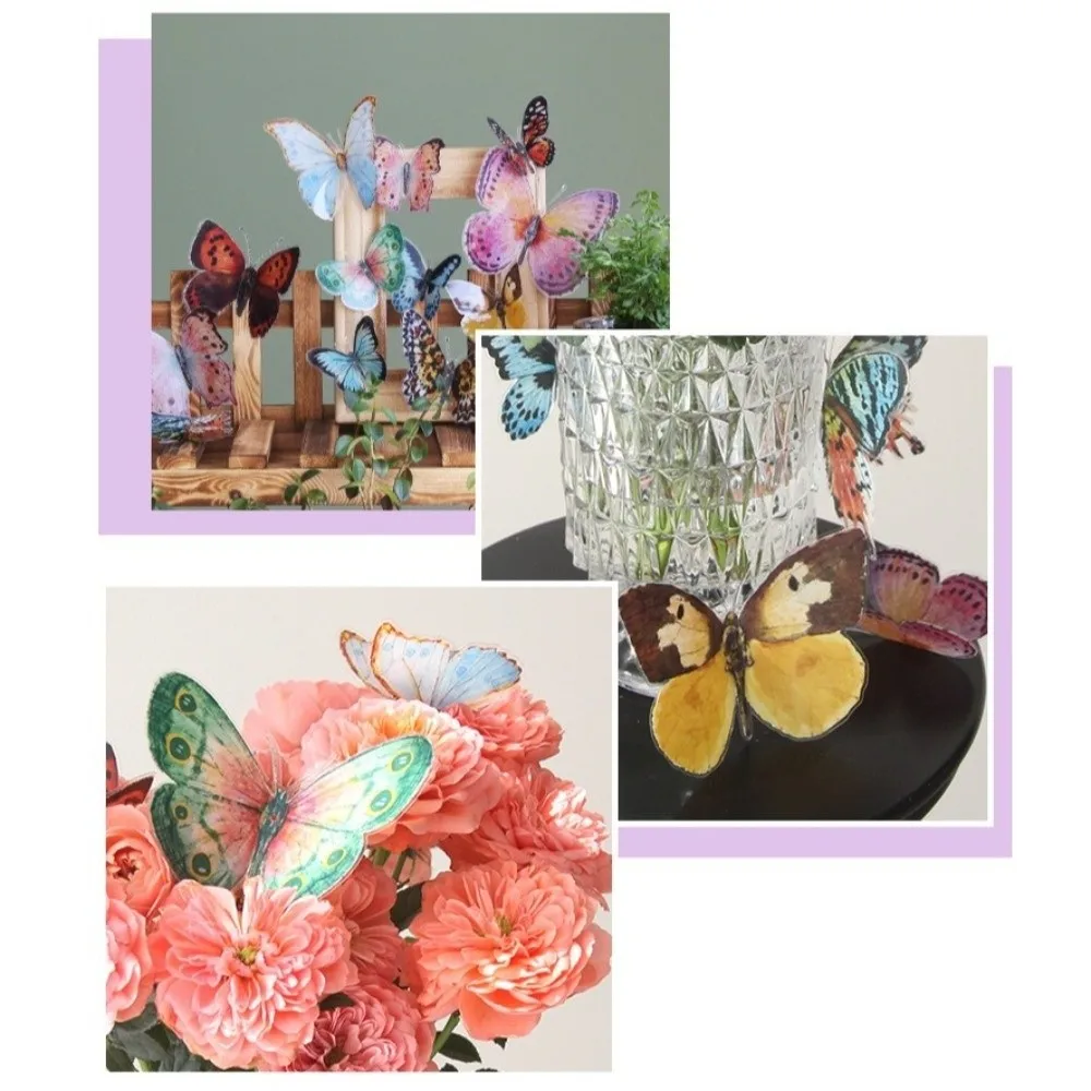 36Pcs Watercolor Wings Lifelike Butterfly Decorations PVC Self-adhesive Wall Stickers 3D Photo Booth Props Home Decoration