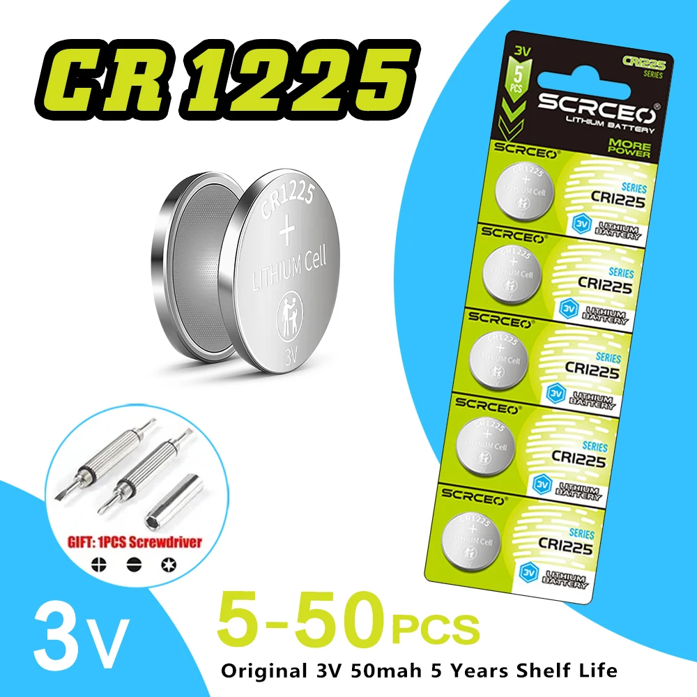 5PCS-50PCS CR1225 DL1225 ECR1225 GPCR1225 1.5V Lithium Manganese Dioxide Button Battery, Suitable for Calculators, Watches