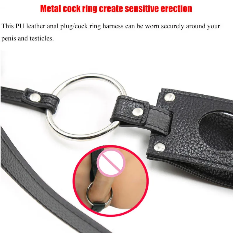 Leather Strapon Dildo Butt Plug Harness Chastity Panties With Penis Cock Ring Bondage Gear Restrained Sex Toys For Men Women