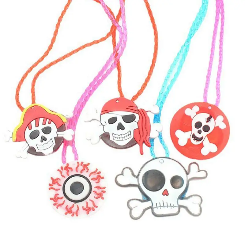 Halloween Glowing Pendant Toys Shine In The Dark Toys Light Up Necklaces LED Necklaces For Kids For Halloween Party Favors