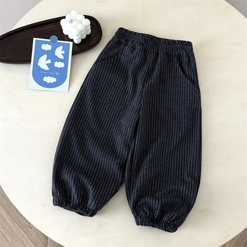 Spring Autumn Children Pants 1-5Years Boys Black Plaid Loose Casual Straight Trousers Korean Toddler Wear for Kids Clothes New