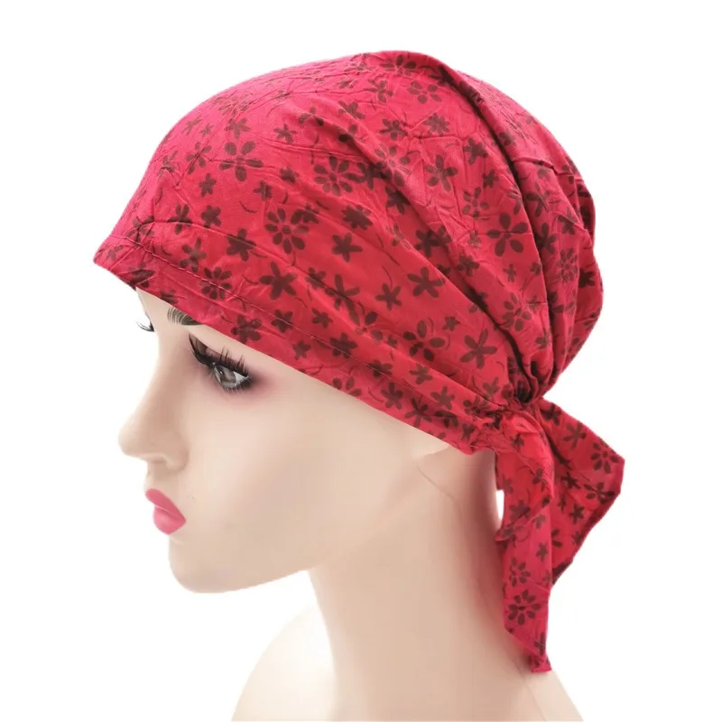 Print Nurse Cap New Stretch Headscarf Women Pirate Hats Bandana Beanie Turban Headwrap Caps For White Hair Balding Chemo Patient