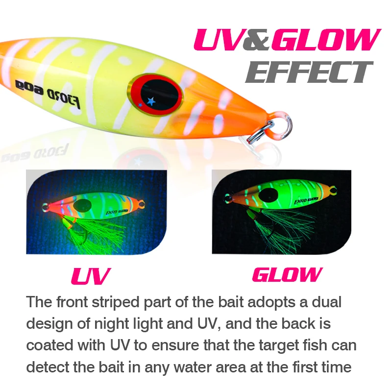 FJORD 40g 60g Metal Jig Sea Fishing Lures Fake Hard Baits Glow Dark With Assistant Hook Fishing Accessories Equipment Tackle - view 3