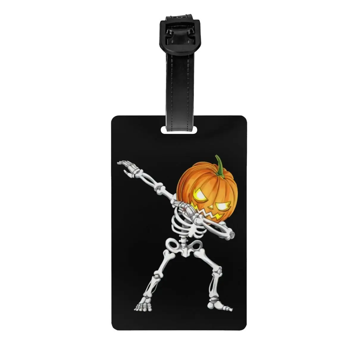 Custom Skeleton Scary Pumpkin Luggage Tag Halloween Travel Bag Suitcase Privacy Cover ID Label