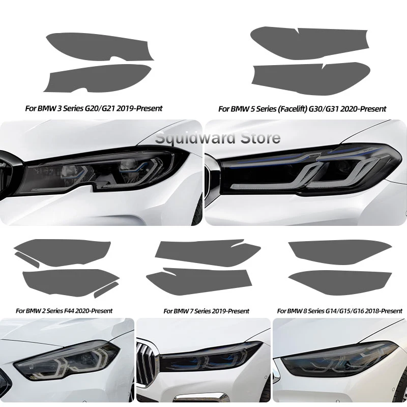 Smoked Black TPU Sticker Car Headlight Protective Film For BMW F40 F22 F44 F30 F31 G20 F34 F32 F36 F10 G30 F06 F07 F12 F01 G11