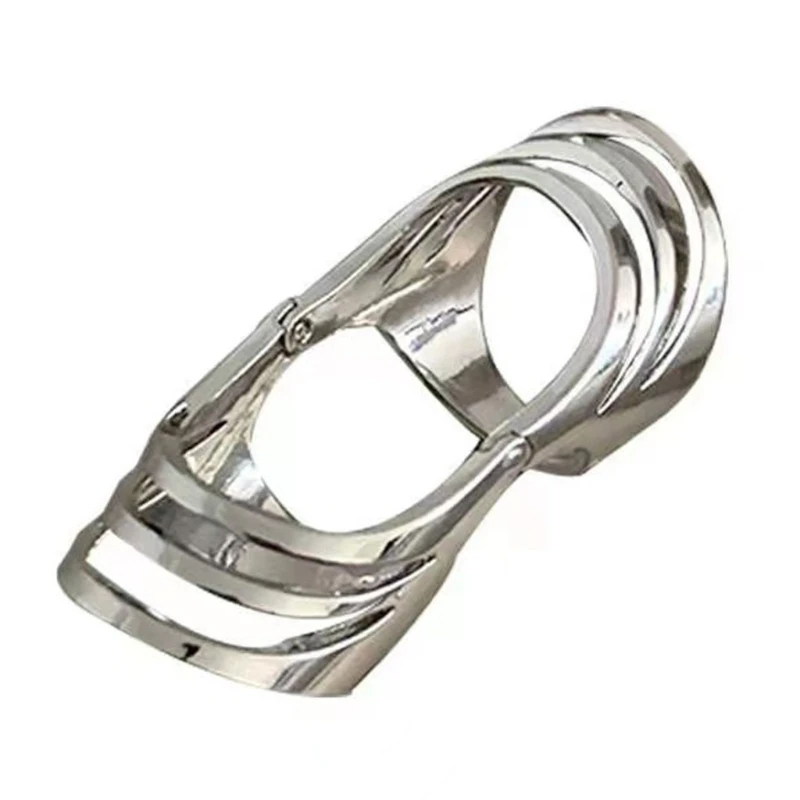 Simple Punk Hollow Index Finger Ring Retro Bendable Chunky Ring Fashion Jewelry Gothic Statement Joint Rings