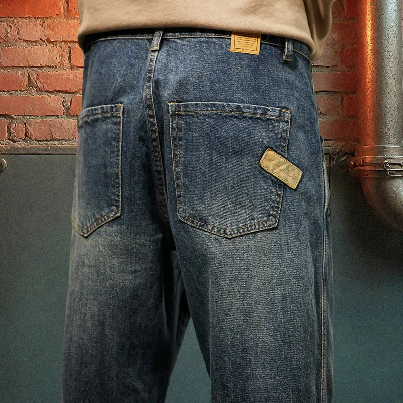 New Men's Loose Jeans Fashionable Outdoor Casual Harem Pants Retro Blue Baggy Street Hip-hop Work Pants