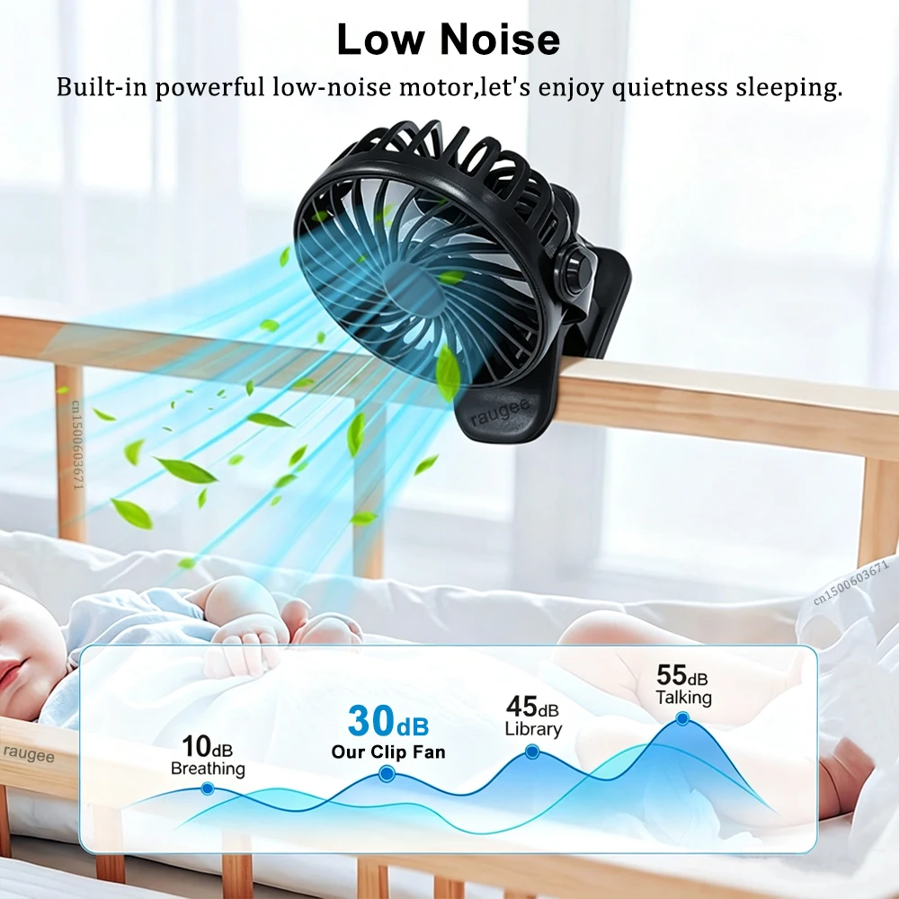 Tragbarer Mini-Autoventilator mit Clip, 360° drehbar ° Drehbarer USB-Aufladbarer Kühlventilator mit 3 Geschwindigkeiten, Starker Wind, Tragbarer Kleiner Auto-Clip-Ventilator – Detail 7