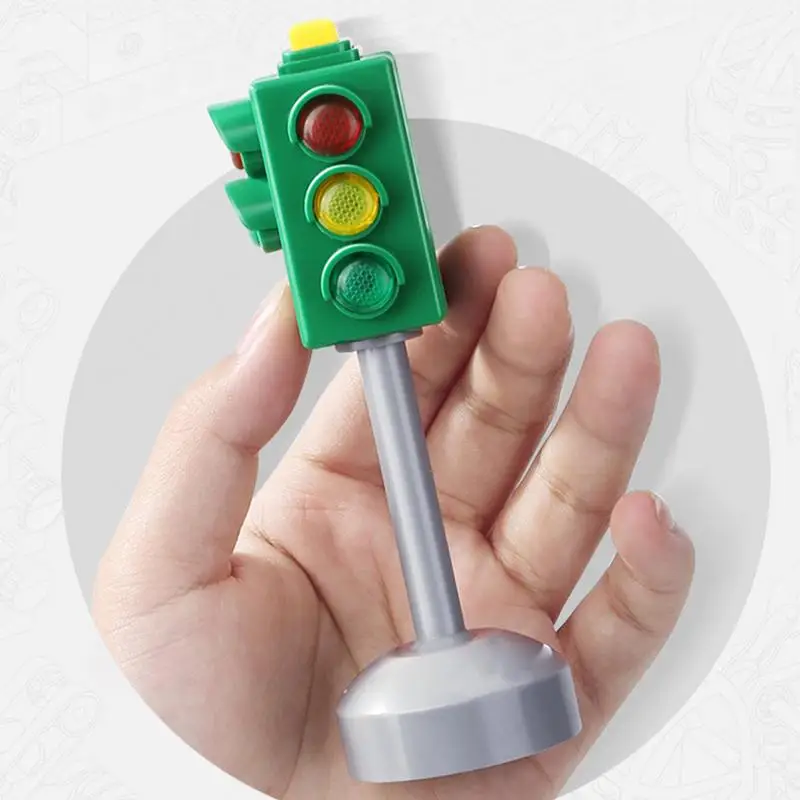 Small Traffic Light Signs Crosswalk Signal with Lights and Sounds Stop Light Model Safety Traffic Indicator Early Learning Toys