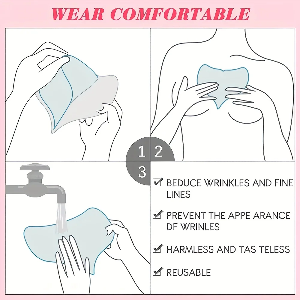1/2pc Anti-Aging T Anti Falten Brust Pad Wiederverwendbare Silikon Transparent Brust Lifting Patch Falten Entferner hautpflege Werkzeuge – Detail 7