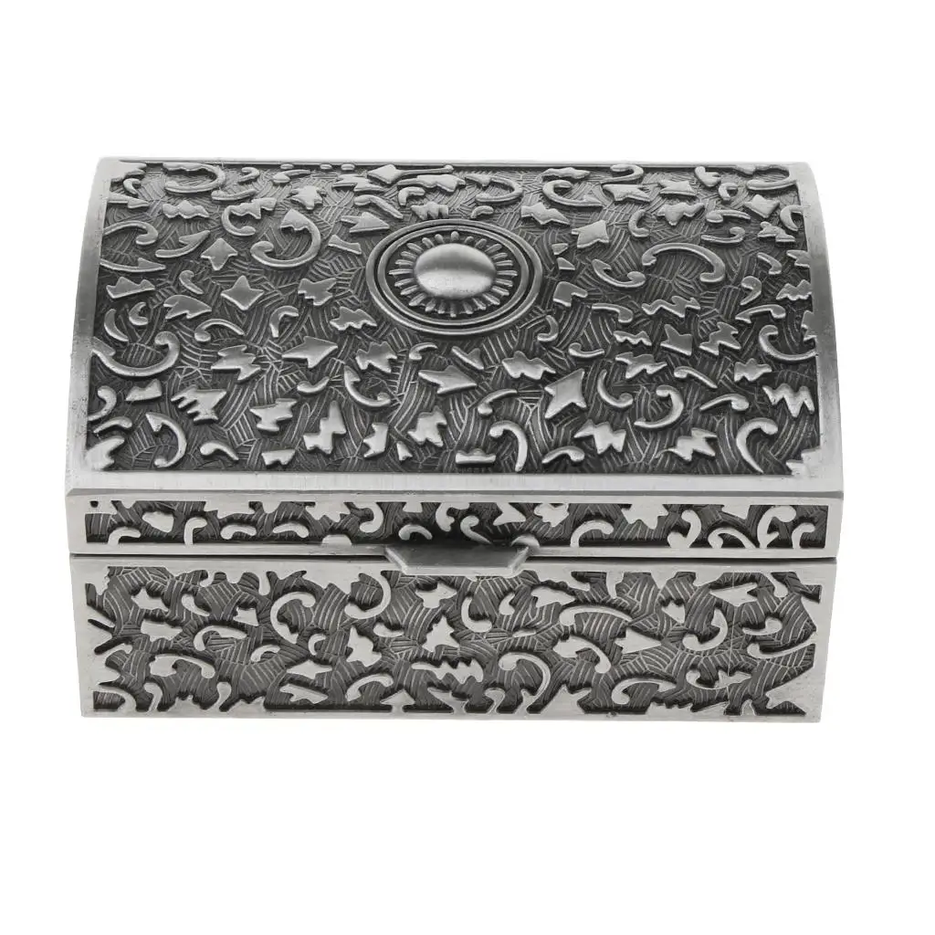 Jewelry Organizer Box Vintage Design Alloy Jewelry Case with Velvet Interior Trinket Display for Home Decoration Dressing Table