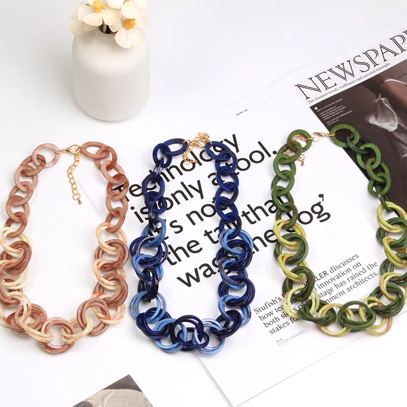

DIY accessories Core blue cross-border European and American jewelry acrylic ring collarbone chain, necklace accessories women's