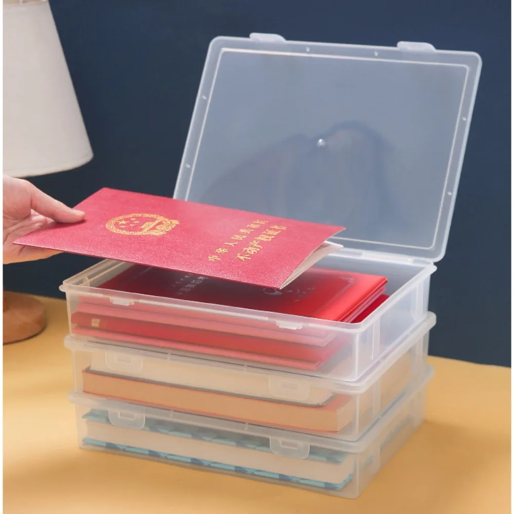 

New Plastic Document Organizer Square Shape Clear Certificate File Container Storage Box