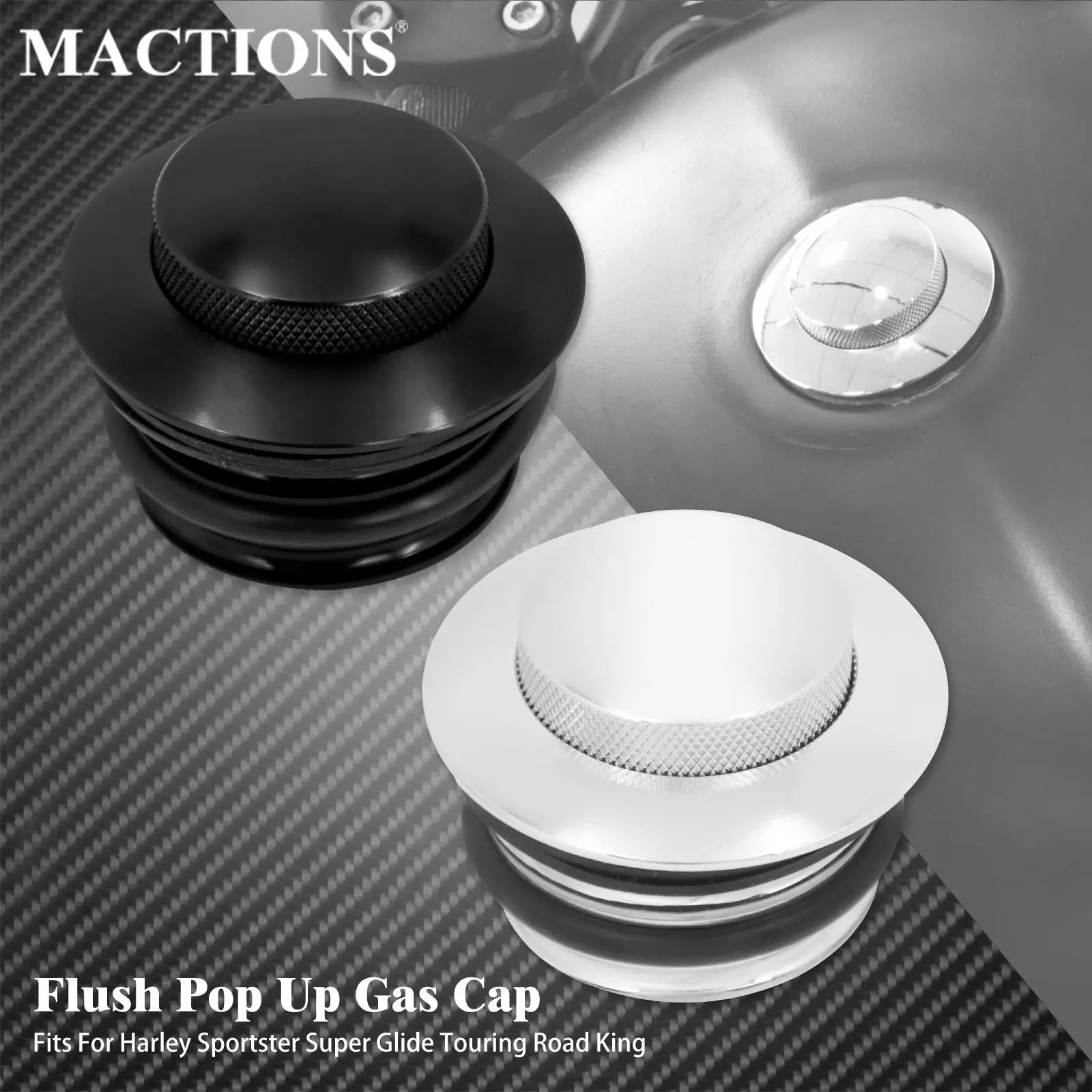 

Motorcycle Pop Up Gas Cap Fuel Oil Tank Cover Black/Chrome For Harley Touring Road King FLHR Softail Dyna Sportster XL 1200 883