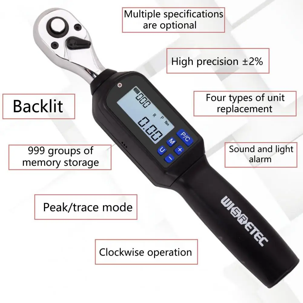 Steel Torque Wrench  Sturdy Low Battery Reminding Power Saving Mode  High Strength Steel Torque Wrench for Maintenance