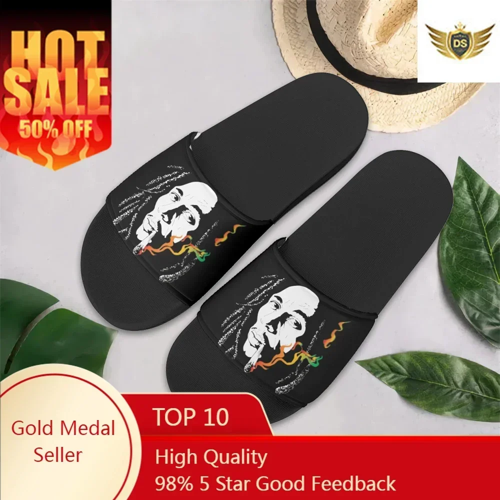 Bob-Marley Jamacia Reggae Print Men's Soft EVA Home Floor Slides Man Flip Flops Wear-resistant Slippers Unisex Flats
