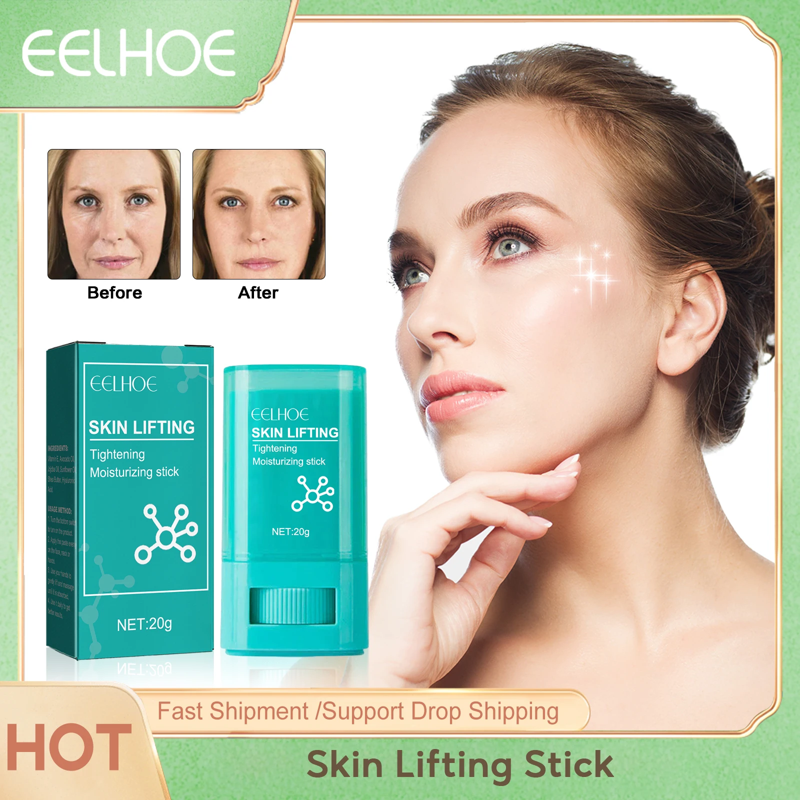 

Anti Aging Stick Remove Wrinkle Fade Fine Lines Improve Neck Lines Lifting Firming Facial Skin Hyaluronic Acid Moisturizing Balm