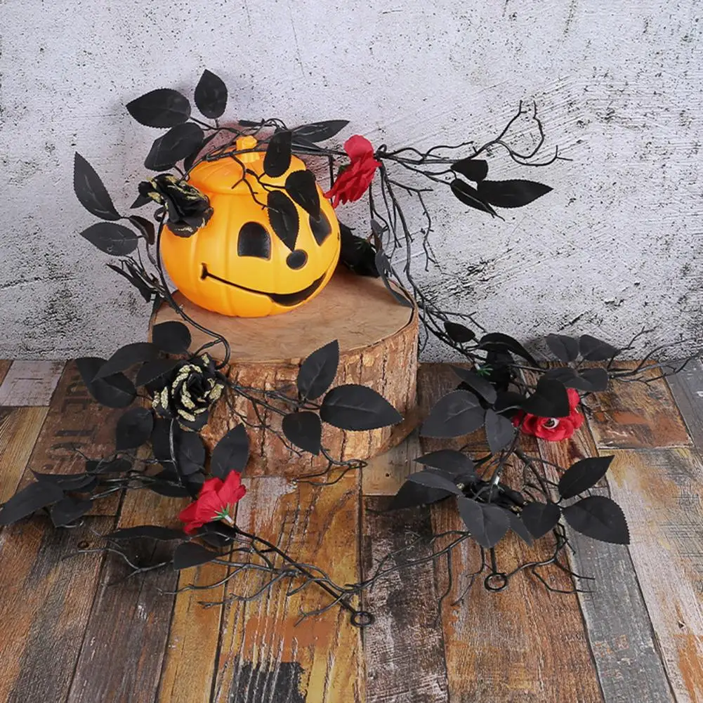 

Realistic Simulated Black Leaves for Home Decor Natural Style Rattan for Crafting Realistic Halloween Black Rattan for Diy