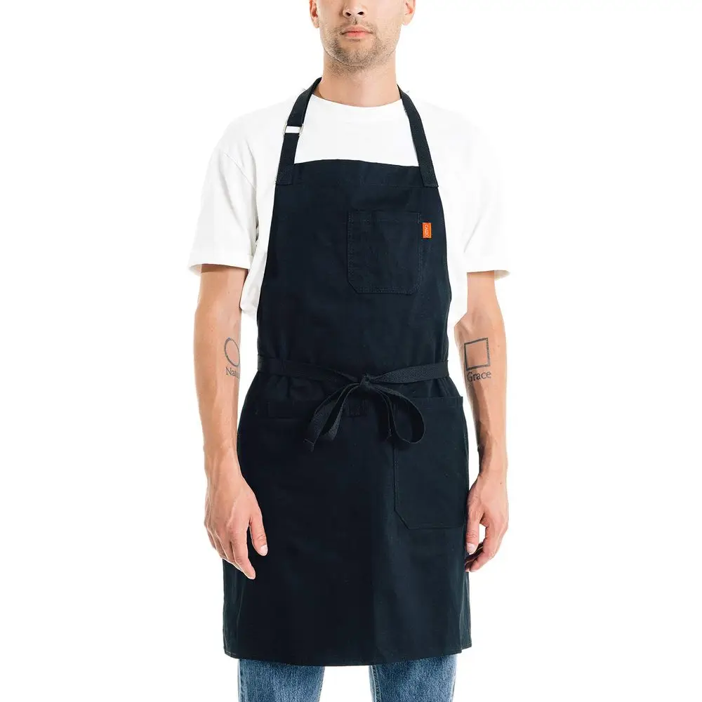 

Daily Cotton Kitchen Apron for Cooking Mens and Womens Professional Chef or Server Bib Apron Adjustable Straps with Pockets and