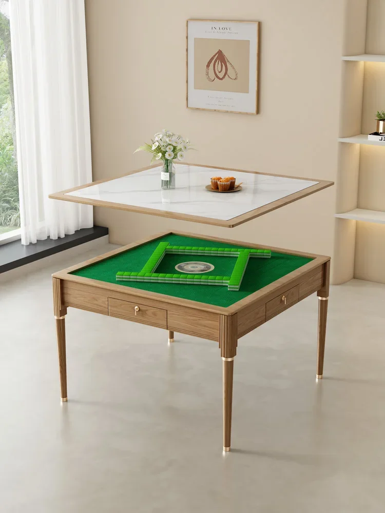 Fully automatic rock slab mahjong machine dining table dual-purpose household electric mahjong table in one