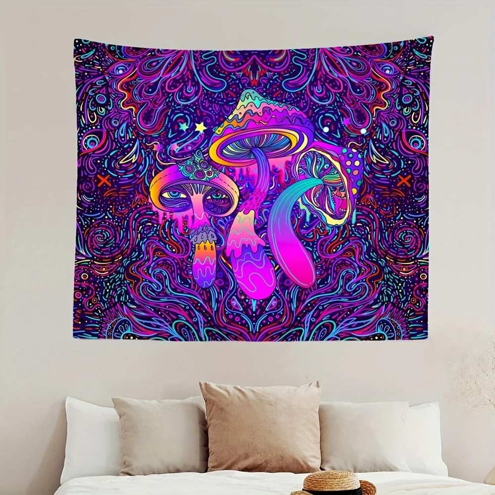 1PC Fairytale Dreamy Mushroom Tapestry Psychedelic 3D Carpet Bohemian Home Decor Witchcraft Hippie Room Decor Wall Tapestries