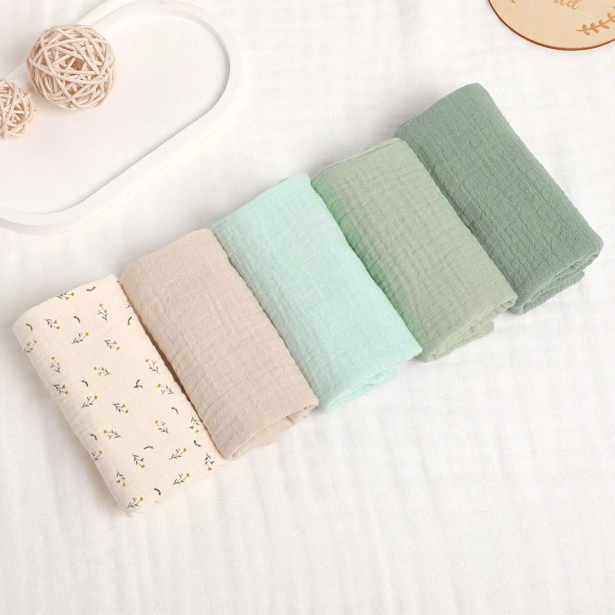 5PCS Soft & Breathable 4-Layer Gauze Baby Burp Cloths - Instant Absorbing Drool Bibs, Burp Pads for Infants  9.8