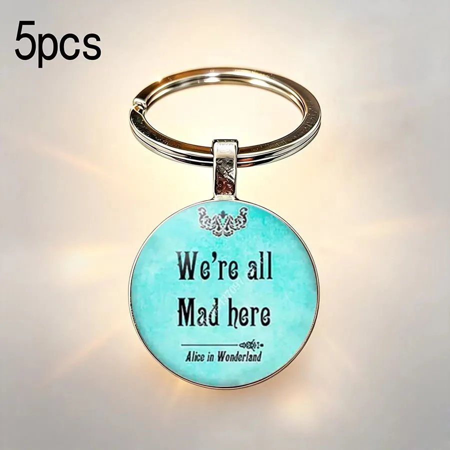 5PCS Female Inspirational Keychain Popular Copywriting, Retro English Pattern, Perfect Gift for Classmates