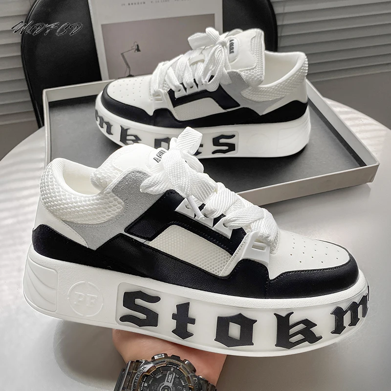 Sneakers Casual Men Designer White Shoes Fashion Microfiber Leather Fabric Breathable Height Increased Flat Platform Board Shoes