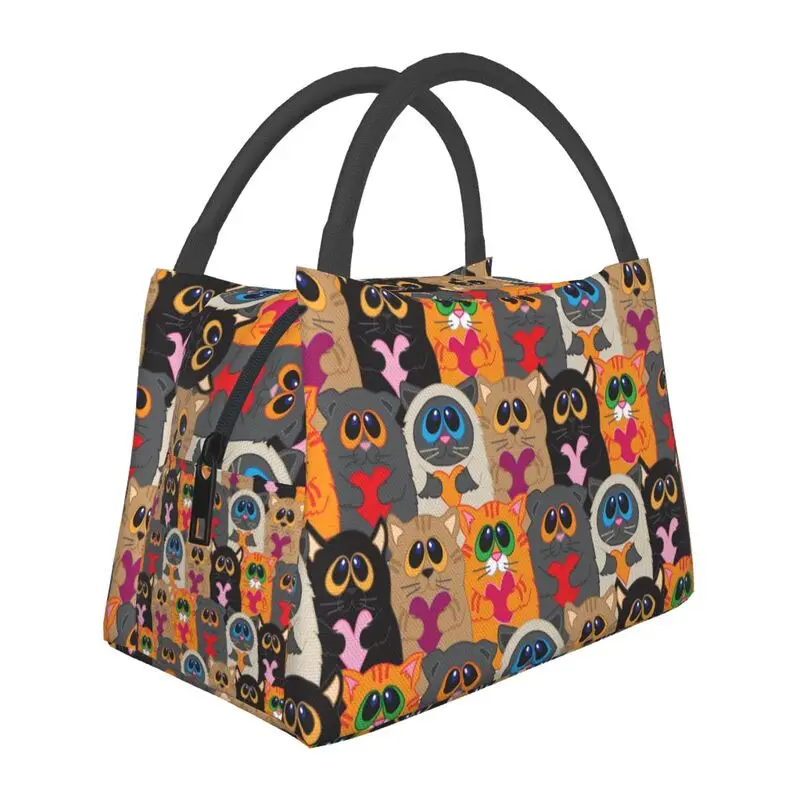 

Cute Cats Insulated Lunch Bag for Women Leakproof Cartoon Animal Kitten Cooler Thermal Lunch Tote Office Picnic Travel