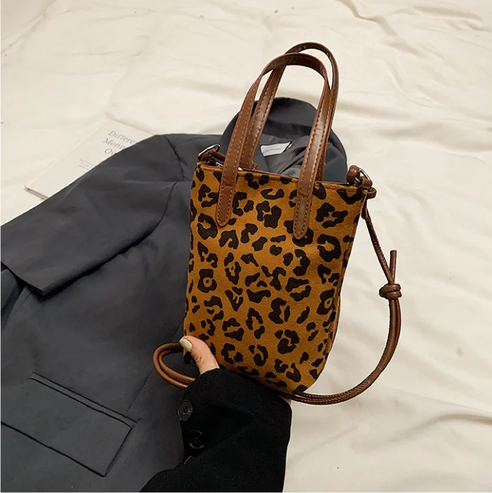 Retro Leopardenmuster Mini-Umhängetasche Kleine Quadratische Wildleder-Oberfläche Vielseitige Trendige Handytasche – Detail 9