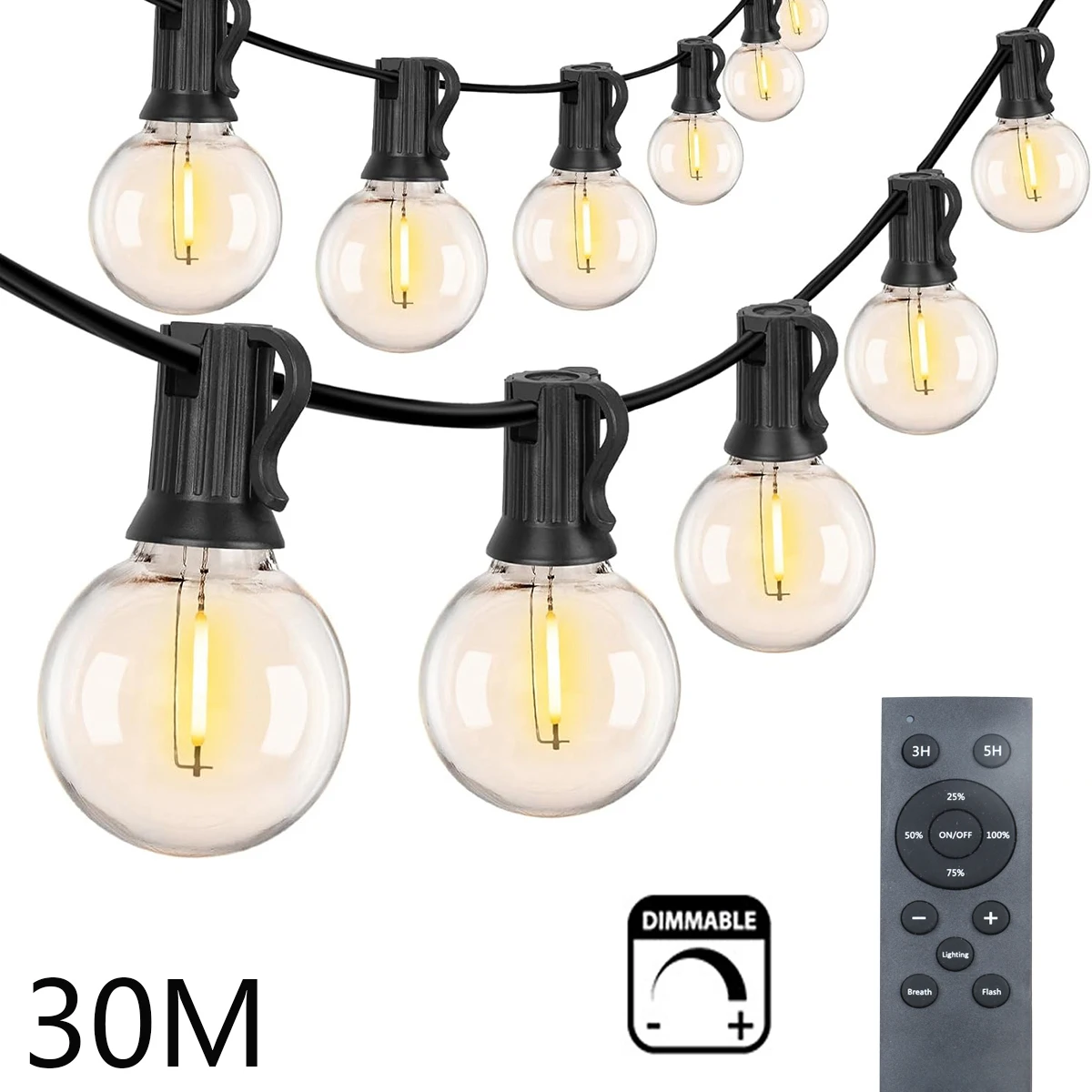 Outdoor String Lights G40 Dimmabe Remote LED Festoon Patio Lights Rope Garland For Garden Terrace Wedding Camping Party Decor