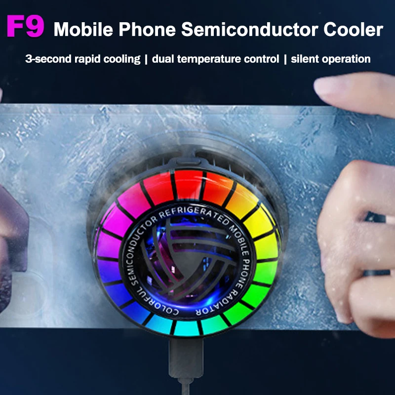 

F9 Mobile Phone Cooler Cooling Fan Radiator 10W Magnetic Semiconductor Game Cooler for IPhone Android PUBG Gaming Accessories