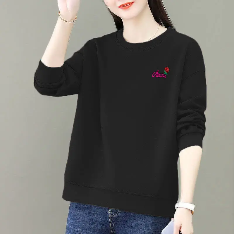 

Новая толстовка с длинными рукавами из чистого хлопка, весенне-осенний утолщенный свободный и тонкий теплый топ в западном стиле с принтом высокого класса