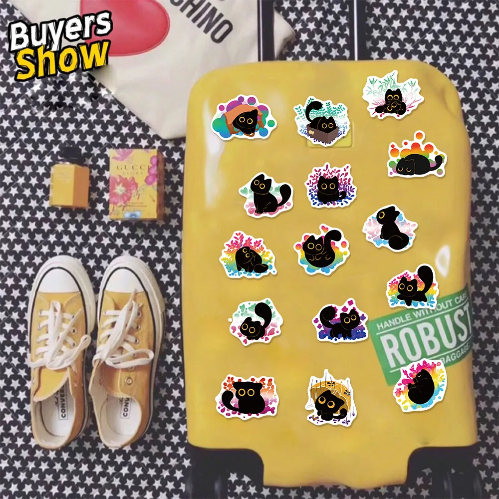 50PCS 자랑스러운 검은 고양이 재미 스티커 DIY 전화 케이스 노트북 컵 오토바이 방수 스티커