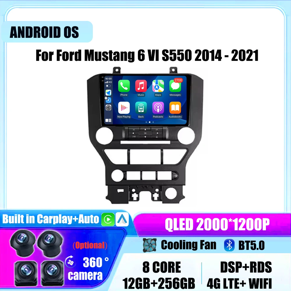

Для Ford Mustang 6 VI S550 2014-2021 Авто мультимедийная ОС Android Автомобильный радиоприемник Стерео видеоплеер Навигация GPS Зеркало без DVD
