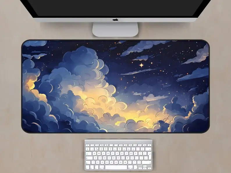 Blue Cloud Desk Mat, Non-slip and Waterproof Gaming Mouse Pad, Office and Gaming Desk Decoration Mat,a Perfect Gift for Friends.