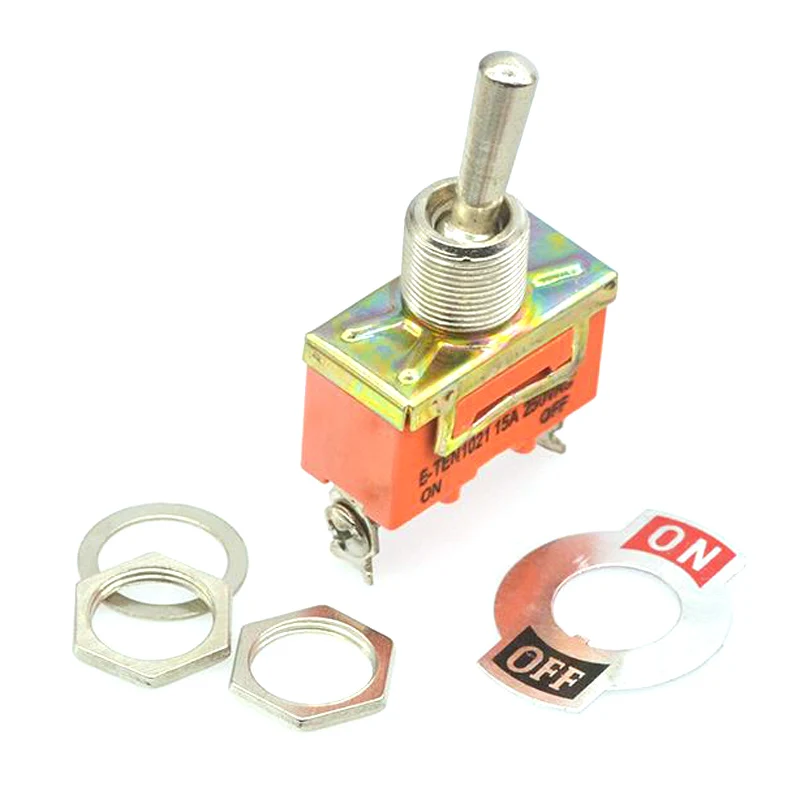 E-TEN 1021 Toggle Switch 29*14.5MM Orange 2Pin On-Off Switch Copper Contactor 250V 15A for Car Speaker PC