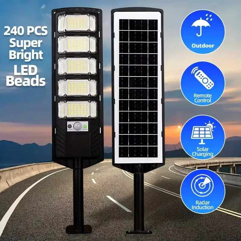 

Solar Light Commercial LED Outdoor Dusk To Dawn Solar Street Light Road Area Lamp Waterproof Backyard Security Lighting