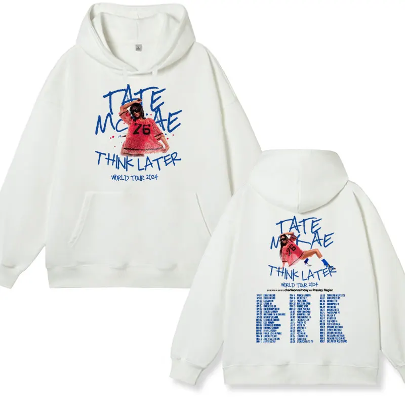 

Singer Tate Mcrae Double Sided Print Hoodies Men Women The Think Later World Tour 2024 Rapper Hip Hop Sweatshirt Oversized Hoody