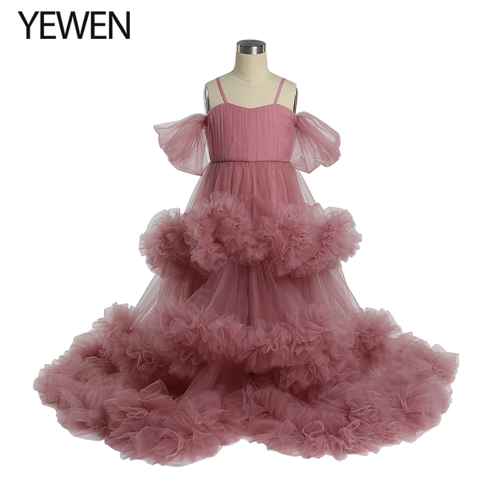 

Cloud Ruffles Flower Girls Dresses for Weddings Birthday Party Children Photo Shoot Dress Baby Shower YEWEN