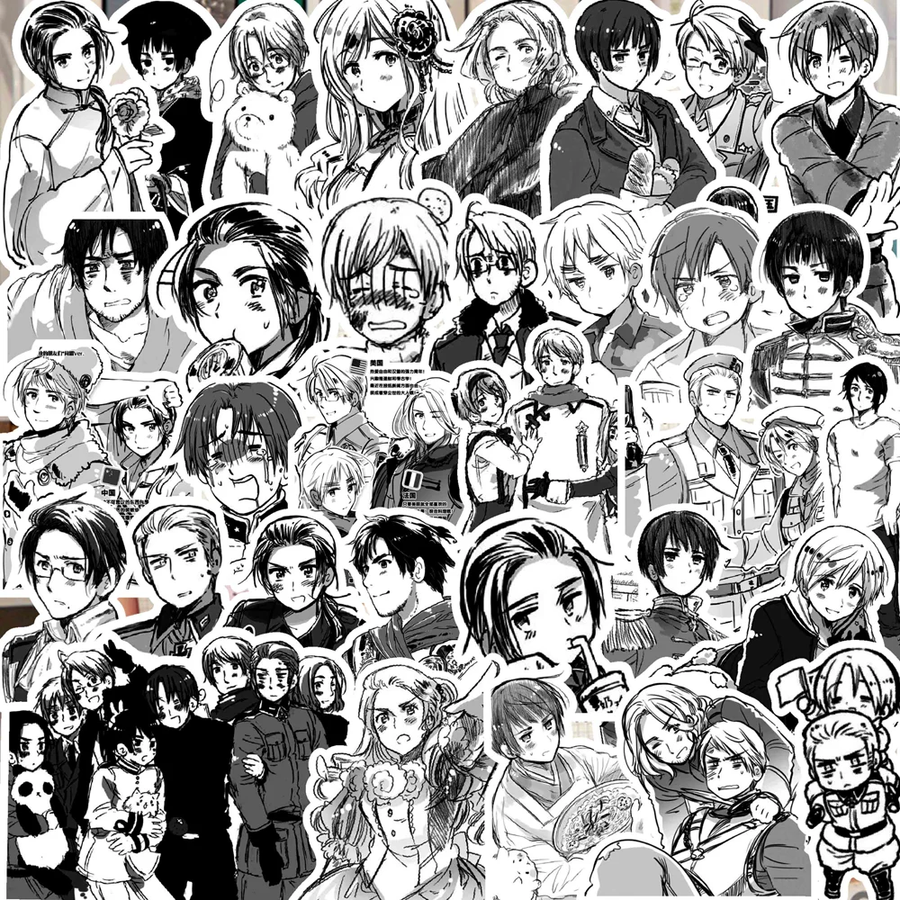 65 ชิ้น Hetalia APH อะนิเมะสติกเกอร์ DIY คู่มือตกแต่งเคสโทรศัพท์ถ้วยสเก็ตบอร์ดกันน้ํา Graffiti สติกเกอร์