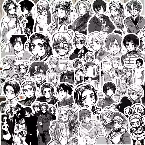 65Pcs Hetalia APH Anime Peripheral Stickers DIY Handbook Decoration Phone Case Cup Skateboard Waterproof Graffiti Stickers - Image 3