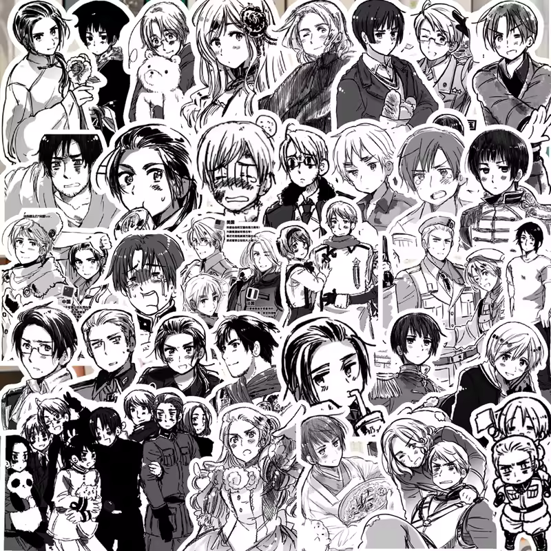 65Pcs Hetalia APH Anime Peripheral Stickers DIY Handbook Decoration Phone Case Cup Skateboard Waterproof Graffiti Stickers - Image 3