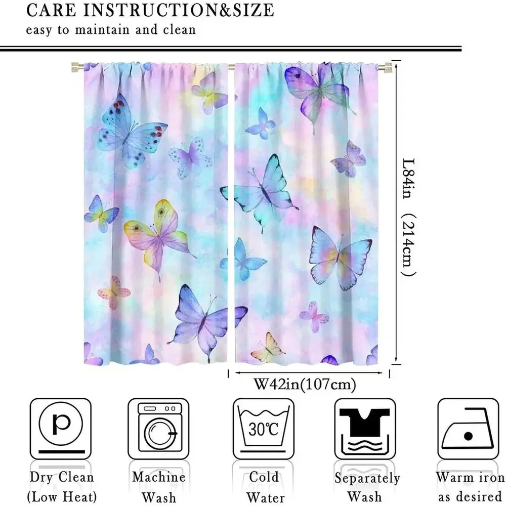 Purple Abstract Ink Painting Curtain, 84x84 inches, Ideal for Kids' and Girls' Bedroom or Living Room Decor
