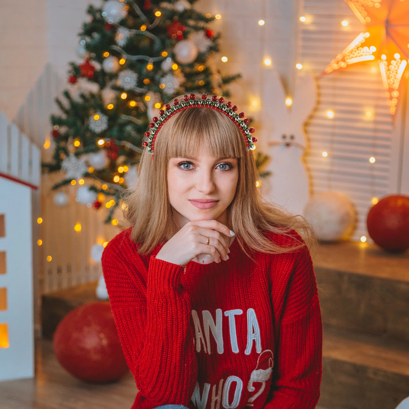 

Colorful Bell Headband Christmas Holiday Hair Accessory Women Adult Festive Party Decoration Cosplay Ornament Headwear