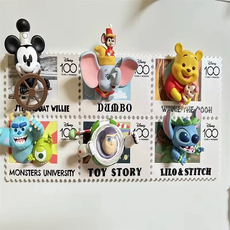 New Miniso Disney Anniversary Retro Stamp Series Blind Box Anime Cartoon Figures Mystery Box Fridge Magnet Handicraft Decor Gift