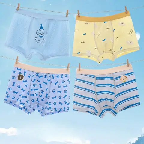 4PCS Kid Summer Mesh Breathable Panties for Boy Soft Comfort Antibacterial Knickers 3+y Young Child Cute Cartoon Print Underwear 1 속옷 | 인쇄 | 팬티
