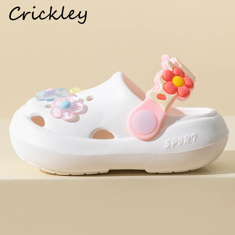 Flowers Baby Girls Slippers Summer Cute Princess Garden Clogs Shoes For Kids Soft Non Slip EVA Toddler Children Beach Shoes