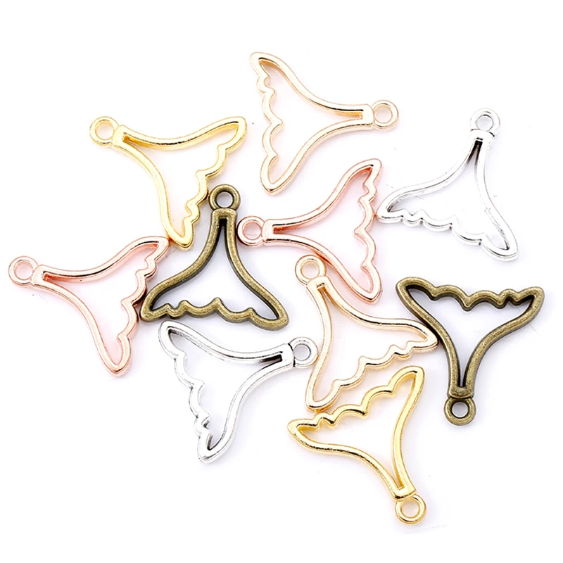 20pcs 19x19mm Hollow fish tail Charms for Jewelry Making Fashion Earrings Pendants Necklaces Bracelet Accessories DIY